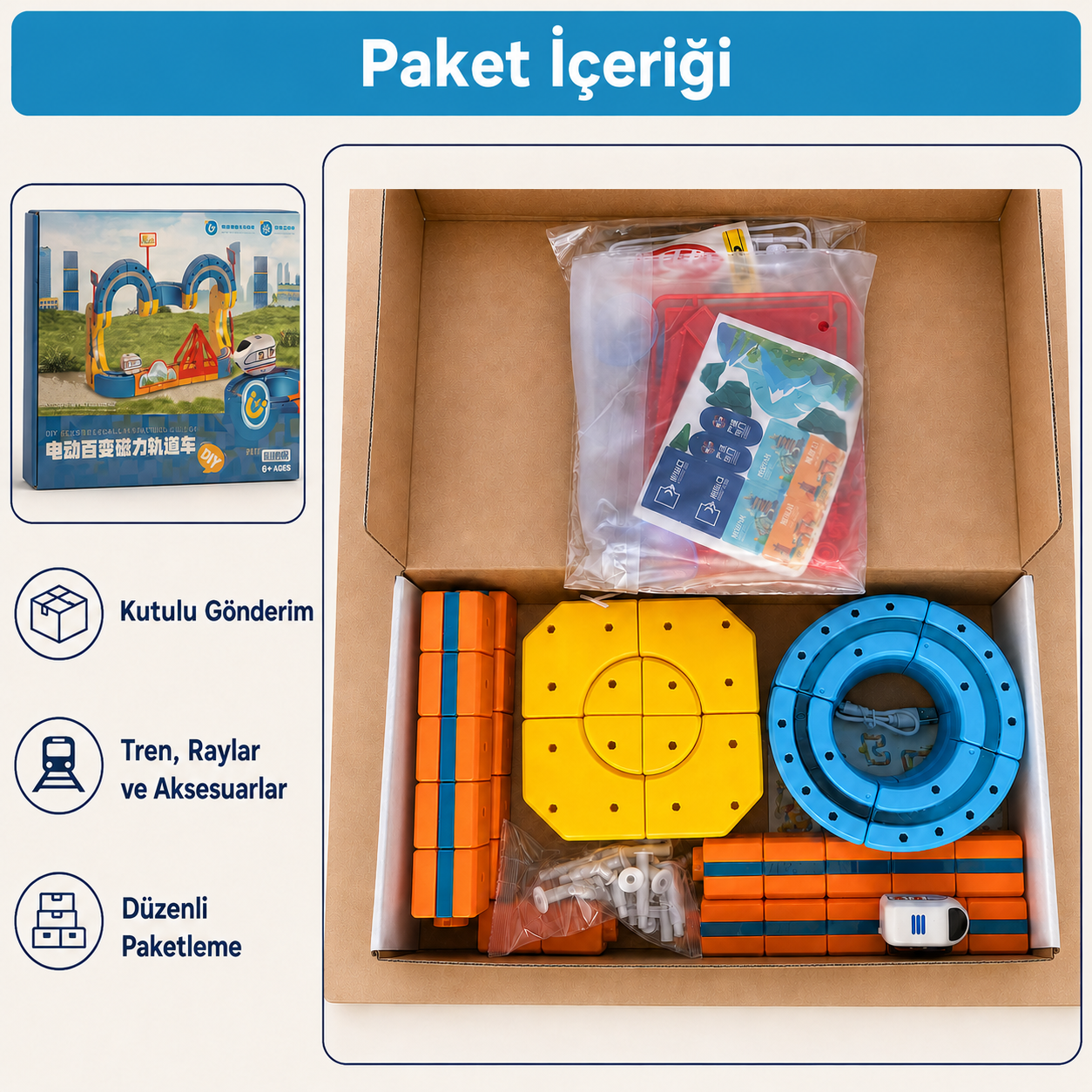 Manyetik Raylı Tren Seti (105 Parça)